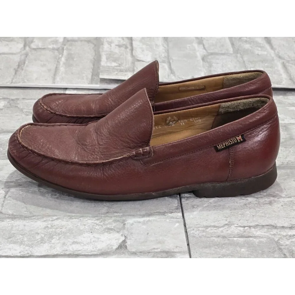 Men's MEPHISTO Henri Chestnut Brown Leather‎ Loafers Size US 11 EUR 10.5